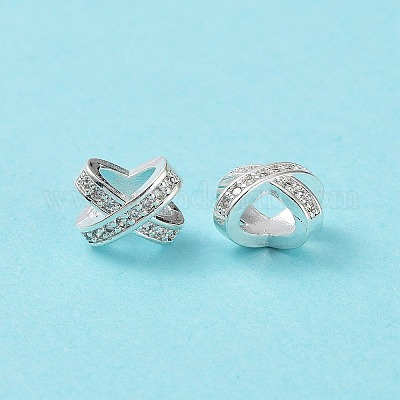 Реечное покрытие латунь микро паве кубический цирконий европейские бусины KK-H451-18S-1