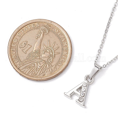 Ожерелья с подвесками в виде букв из сплава со стразами NJEW-JN04886-1