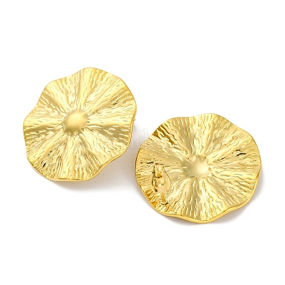 Ионное покрытие (ip) 304 нержавеющая сталь текстурированная плоская круглая с солнечными серьгами-гвоздиками EJEW-D281-25G-1