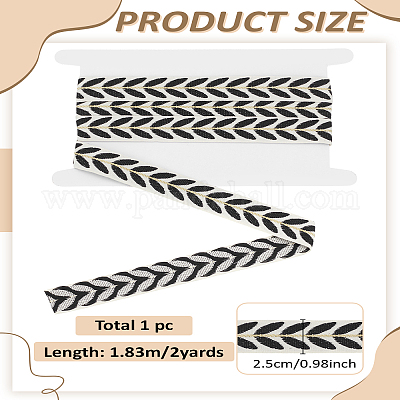 2 ярд жаккардовых лент в этническом стиле с рисунком листьев из поликоттона SRIB-LP0001-25-1