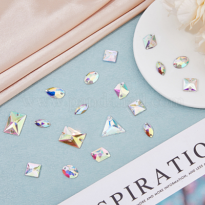 80 шт. 8 стиля прямоугольник/овал/треугольник пришивные стразы GLAA-DC0001-45-1