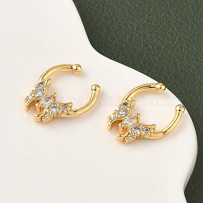 Латунные кольца для носа с круглыми/подковообразными штангами из прозрачного кубического циркония EJEW-D337-18E-G-1