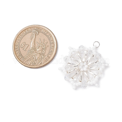 Подвески-снежинки из стеклянных бусин PALLOY-MZ01080-01-1