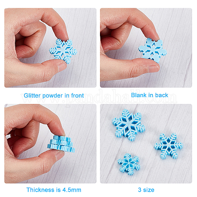  50pcs Mini Snowflake Ornaments, 3 Sizes Glitter Tiny Resin  Snowflakes