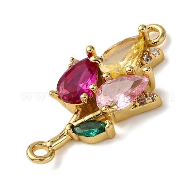 Подвески-подвески-цветочки из латуни с разноцветными кубическими циркониями KK-C119-12G-1