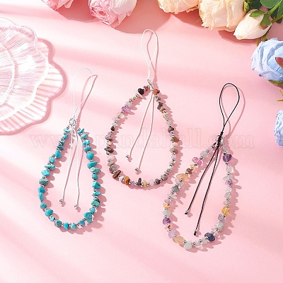 3 шт. мобильных полосок из натуральных и синтетических камней HJEW-JM03327-1