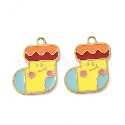 Рождественские эмалевые подвески из нержавеющей стали 304 STAS-Z093-08T-G-1