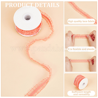 Нейлоновая плиссированная эластичная сетчатая кружевная лента OCOR-WH0086-96B-1