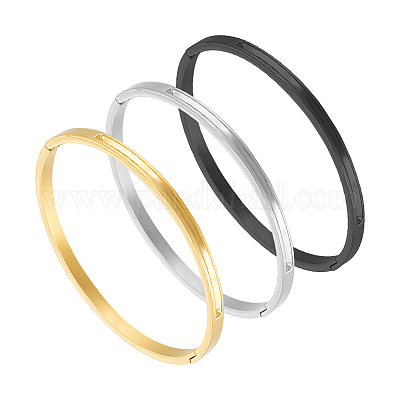 3 шт. 3-цветные браслеты в форме яйца из нержавеющей стали 201 с рифленой подвеской STAS-UN0055-67A-1