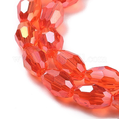 Прозрачные стеклянные бусины гальваническим пряди EGLA-A037-T6x8mm-B09-1