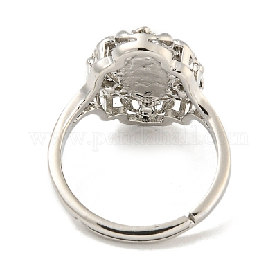 Регулируемые кольца из латуни овальной формы со стойкой для женщин RJEW-I105-03P-01-1