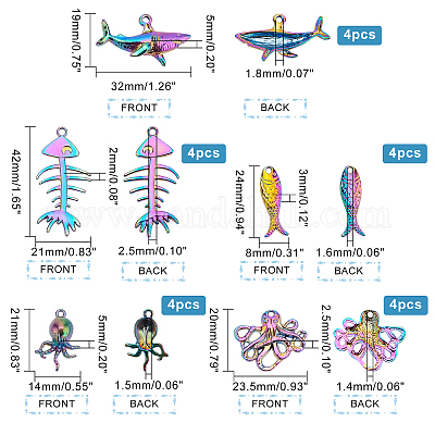 20шт 5 стиля подвески из сплава цвета радуги PALLOY-PH0002-04-1