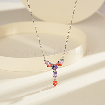 925 стерлингового серебра микро Pave ожерелья из циркония кулон NJEW-K272-04P-1