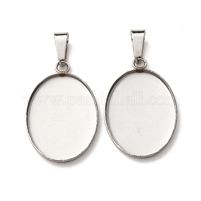 Оправы для подвесок из нержавеющей стали 304 в виде кабошонов STAS-D379-03B-P-1