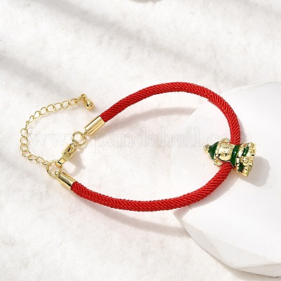 Рождественские браслеты из нейлонового шнура BJEW-L715-02G-02-1