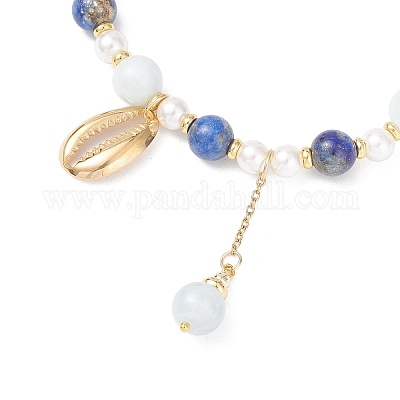 Браслеты с подвесками из ракушек каури из нержавеющей стали 304 BJEW-JB12861-1