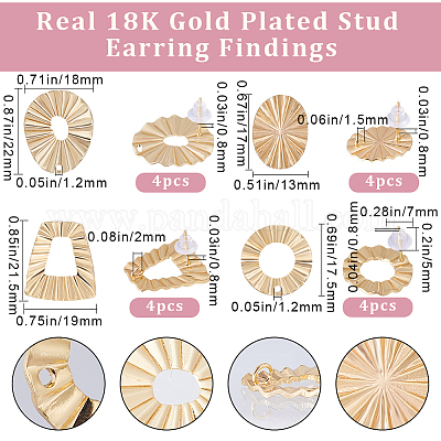 16 шт. 4 шт. фурнитура для сережек-гвоздиков из латуни в форме пончика KK-BBC0008-41-1