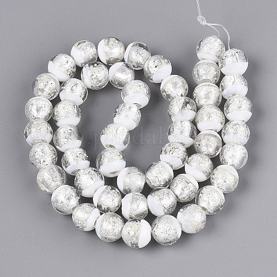 Светящиеся бусины ручной работы из серебряной фольги в технике лэмпворк FOIL-N029-03A-1