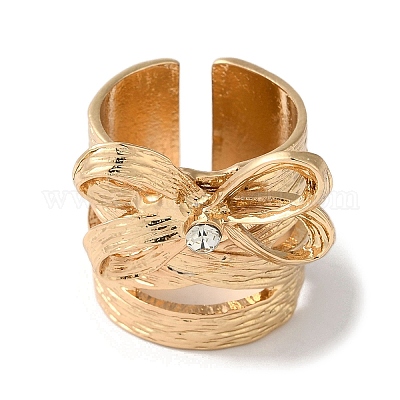 Широко открытые манжеты из сплава со стразами и бантом для женщин RJEW-S412-07KCG-1