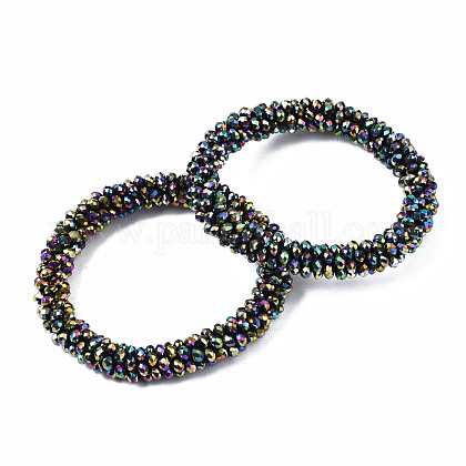 Плетеный эластичный браслет из граненых стеклянных бусин BJEW-S144-003D-16-1