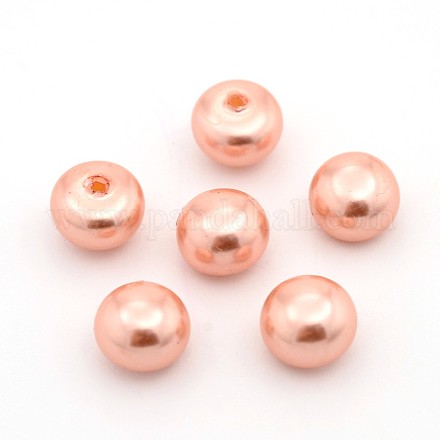 Half Drilled ABS Plastic Imitation Pearl Rondelle Beads OACR-F001C-02-1