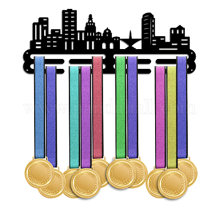 Ph pandahall colgador de exhibición de medallas silueta de la ciudad titular de medalla 15.7 premios colgador de cinta estante de pared para exhibición de medallas colgador de medallas deportivas exhibición para deportes maratón premios de atletas animar ODIS-WH0021-400-1