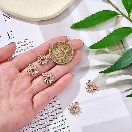 6 pièces fleur clair zircone cubique pendentif à breloque en laiton fleur charme longue durée plaqué pendentif pour bijoux collier bracelet boucle d'oreille faisant de l'artisanat JX409A-1