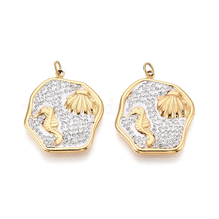 Подвески из нержавеющей стали 304 и полимерной глины с кристаллами и стразами STAS-T069-60F-1