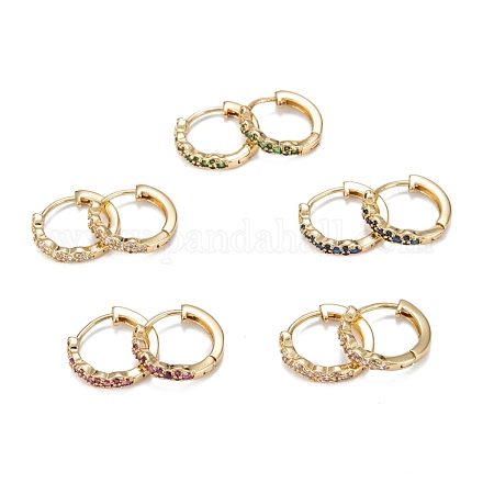 Sparkling Cubic Zirconia Hoop Earrings for Girl Women EJEW-H126-28G-1