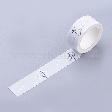 DIYスクラップブック装飾紙テープ  マスキングテープ  命の木  ホワイト  15mm DIY-F014-A08-1