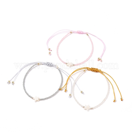 Bracelets réglables de perles tressées avec cordon en nylon BJEW-JB05689-M-1