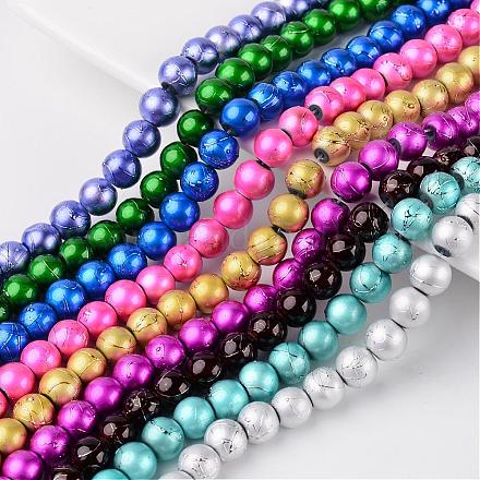 Baking Painted Drawbench Glass Beads Strands DGLA-S103-8mm-M-1
