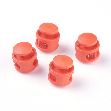 プラスチック製のスプリングコードロック  鉄パーツ  プラチナ  オレンジ  17x17x16mm  穴：4x6.5mm FIND-WH0039-01E-1