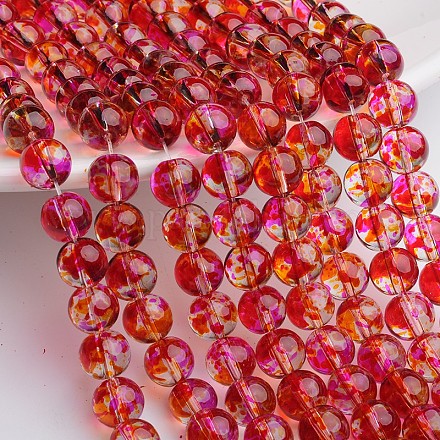 Two Tone Spray Painted Transparent Glass Bead Strands DGLA-R027-8mm-02-1