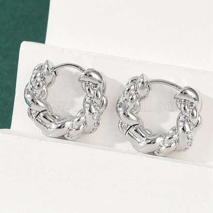 Серьги-кольца из латуни с кубическим цирконием EJEW-Q016-18P-1