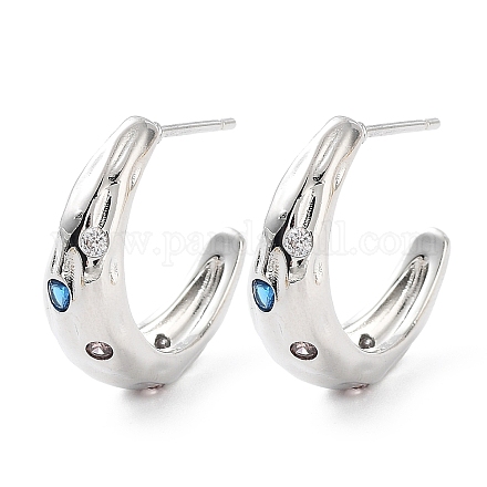 Boucles d'oreilles en laiton plaqué micro pavé de zircone cubique pour femmes KK-Z038-18P-1