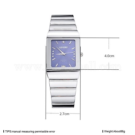 女性のカジュアルな腕時計  合金クォーツ時計  防水  藤紫色  銀  40x27mm WACH-BB33979-4-1
