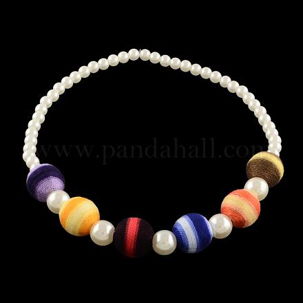 Gioielli per bambini in abs di plastica imitazione perla collane di perline rotonde NJEW-Q288-09-1
