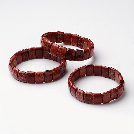 Goldstone synthétique bracelets en perles extensibles BJEW-G490-13-1