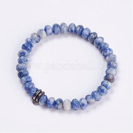 Natural Blue Spot Jasper Stretch Bracelets BJEW-JB03188-04-1