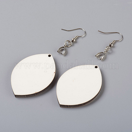 Wood Dangle Earrings EJEW-WH0004-09E-1