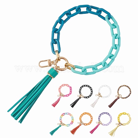Porte-clés bracelet à maillons de chaîne HJEW-SW00013-07-1