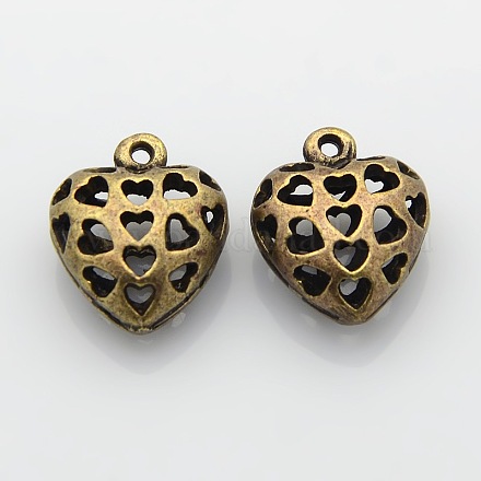 Creux pendentifs coeur en alliage de style tibétain PALLOY-J416-07AB-NF-1