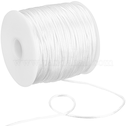 SUNNYCLUE 1 Roll 76.55 Yards 1mm Satin Rattail Nylon Cord Silk Trim Chinese Knotting Cord Beading String for Jewelry Making Nylon Thread Braided Bracelets Necklace Lanyard Macrame Keychain White NWIR-SC0001-01B-1
