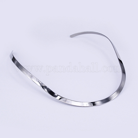 304ステンレススチール製チョーカーネックレス  硬いネックレス  ステンレス鋼色  4.72インチx5.31インチ（12x13.5cm） X-NJEW-O094-05-1