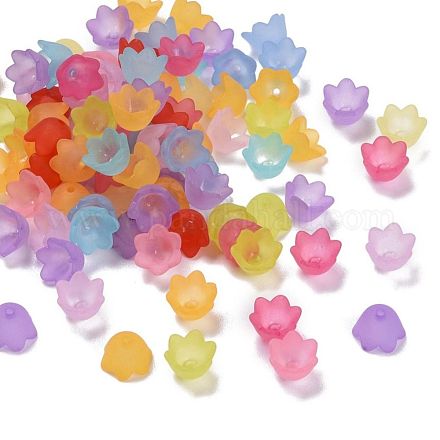 Mixed Transparent Frosted Acrylic Tulip Flower Bead Caps X-FACR-R017-M-1