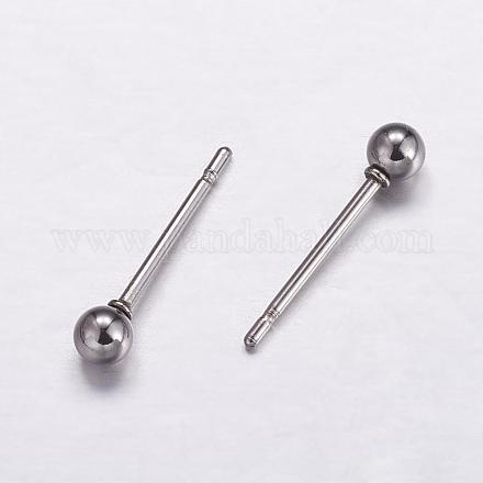 304 Stainless Steel Ball Stud Earring Findings STAS-K146-010-3mm-1