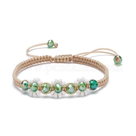Bracelet de perles tressées en forme de fleur BJEW-TA00039-02-1