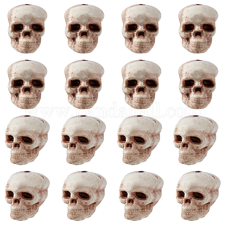 Nbeadsプラスチックビーズ  頭蓋骨の形  ホワイトスモーク  22x18x21mm  穴：2mm  24個/箱 KY-NB0001-22-1