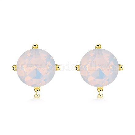 Romantic Brass Opalite Stud Earrings EJEW-BB20386-1